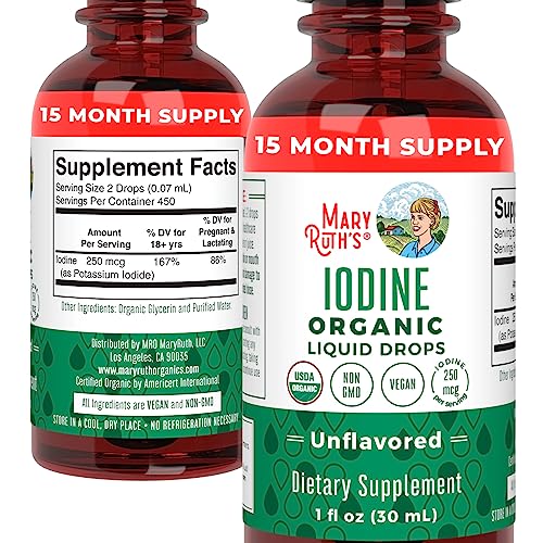 MaryRuth Organics Iodine Drops for Thyroid and Metabolic Support, 450 Servings