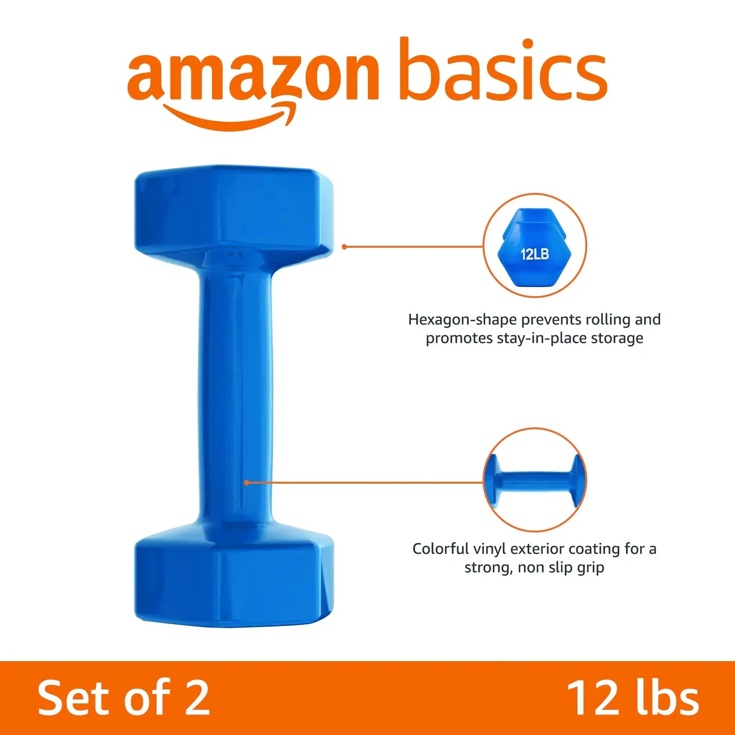 Vinyl Coated Hand Weights Dumbbells for Arm Strength, Pair of 2-20 Lbs. - imprüv