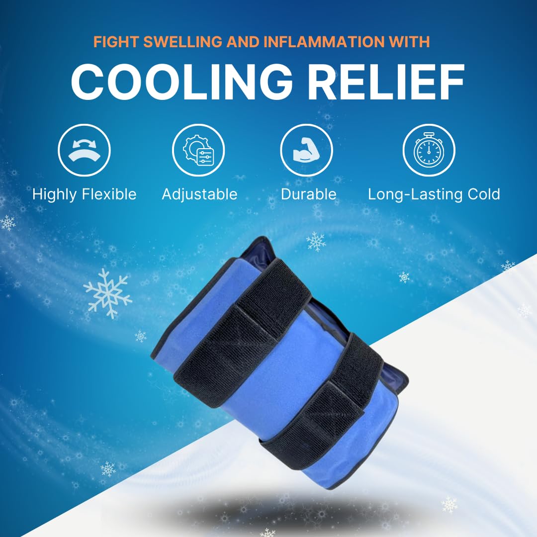 Flexible Reusable Soft Pad Gel Ice Pack with Straps for Pain and Inflammation