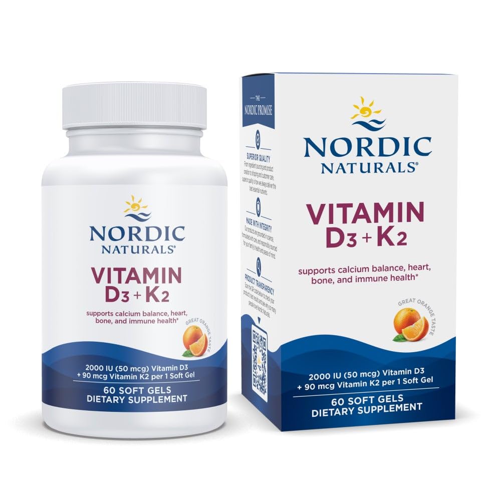 Nordic Naturals Vitamin D3+K2 2000IU soft gels supplement bottle