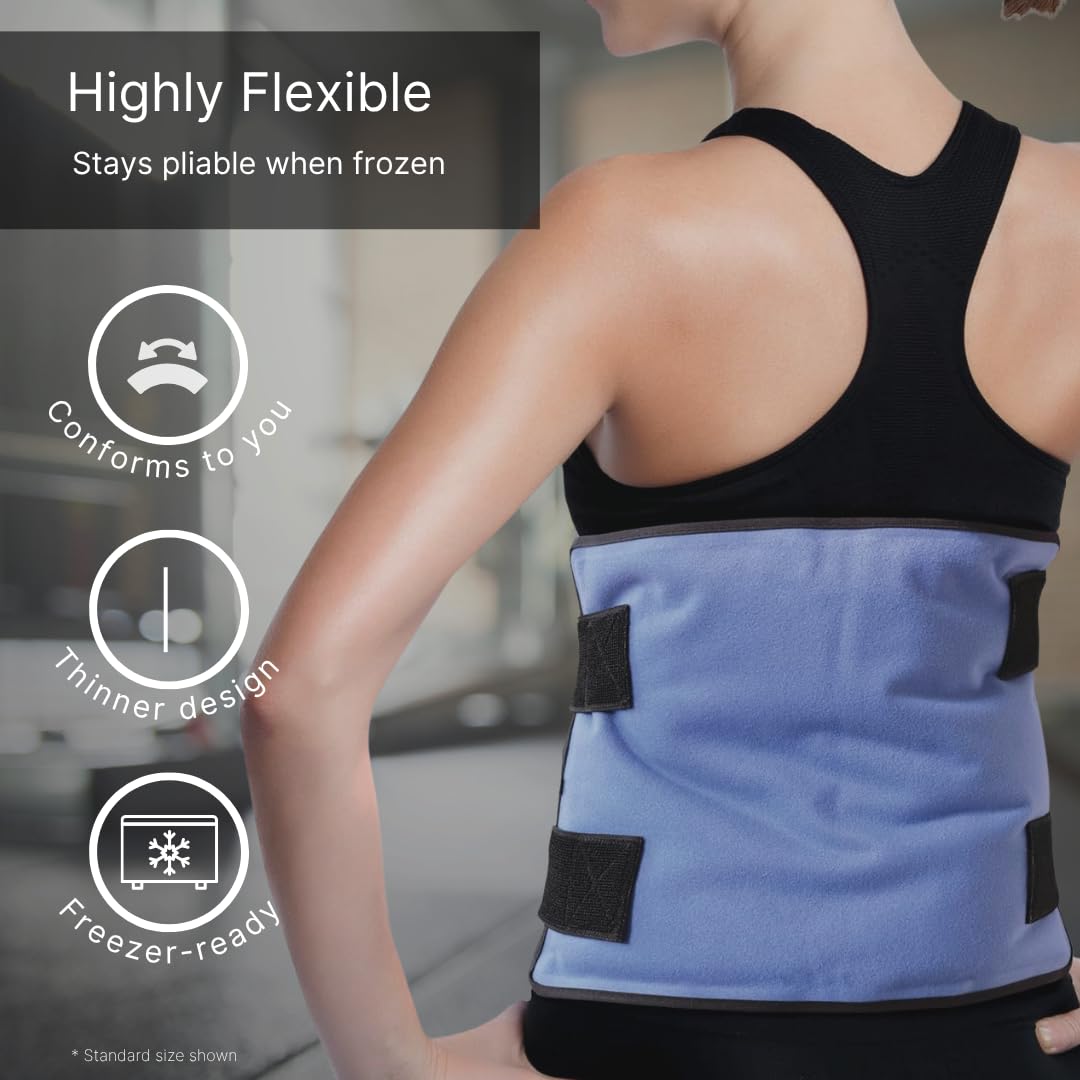 Flexible Reusable Soft Pad Gel Ice Pack with Straps for Pain and Inflammation