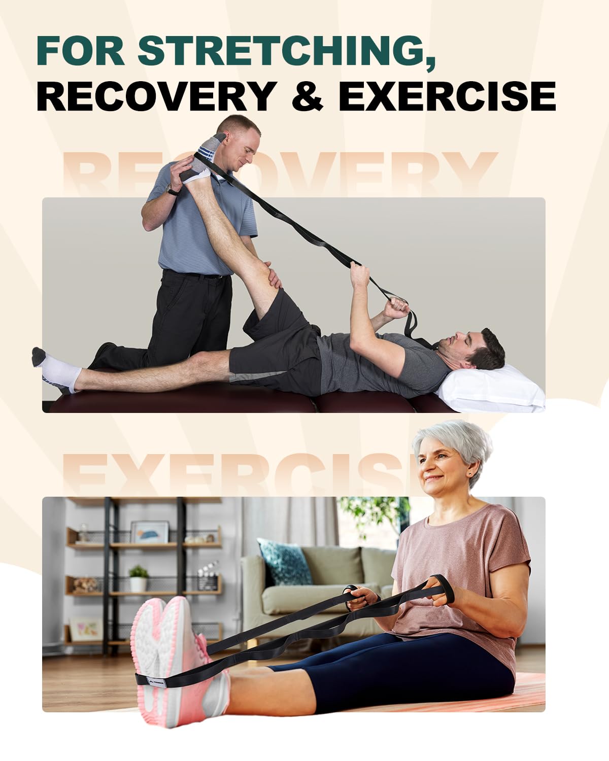 Non-Elastic Static Stretching Strap for Yoga and Physical Therapy - imprüv