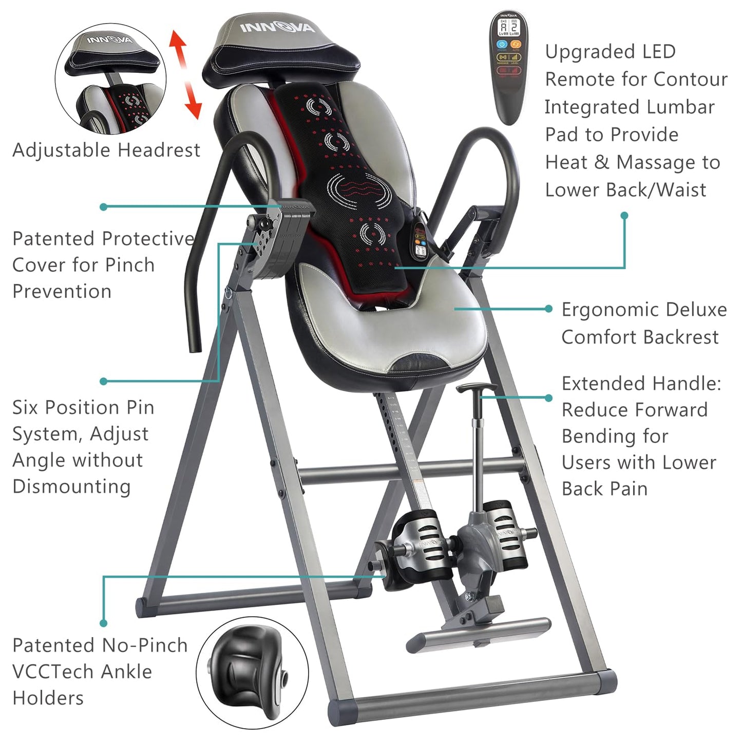 Inversion Table with Heat and Massage for Spinal Decompression