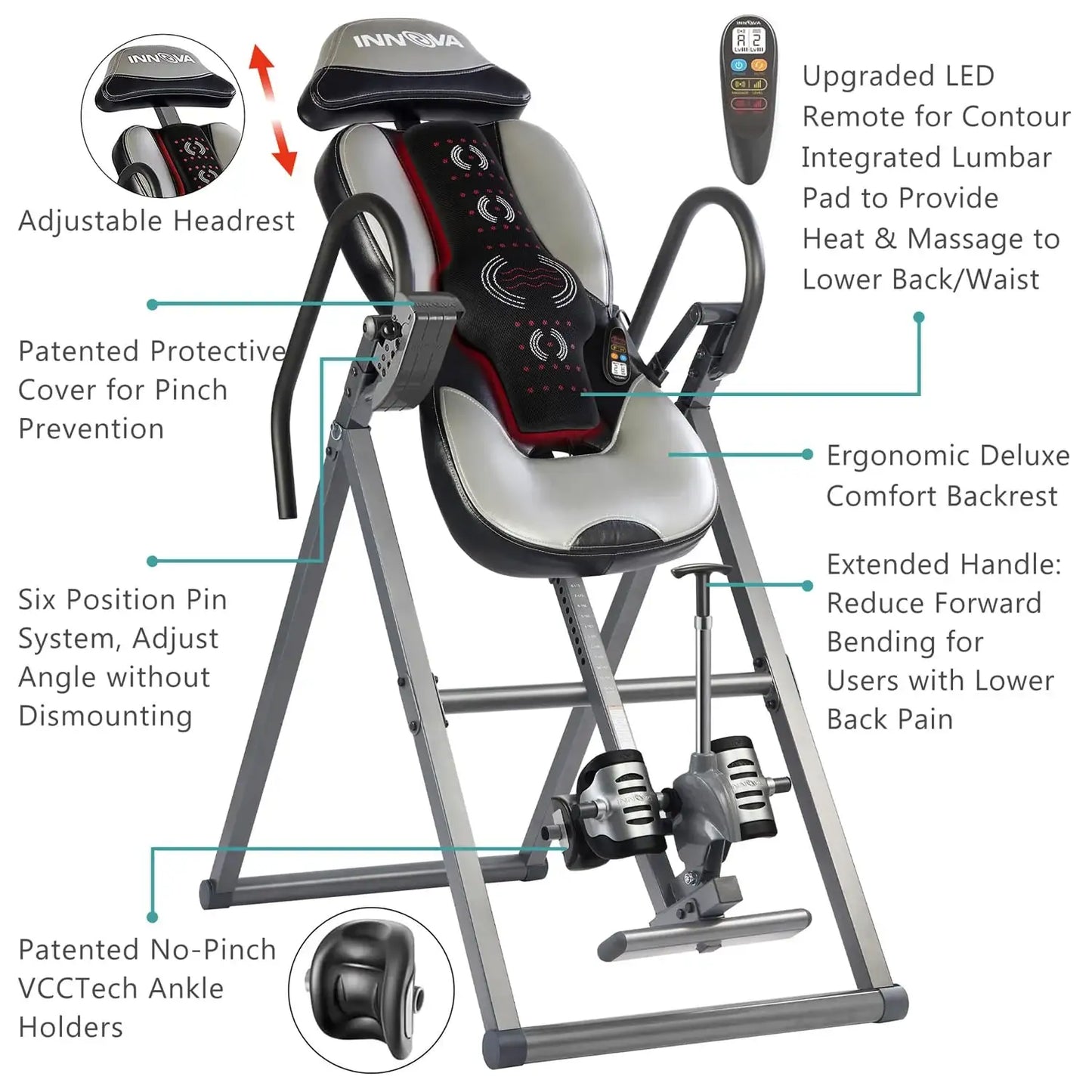 Inversion Table with Heat and Massage for Spinal Decompression - imprüv