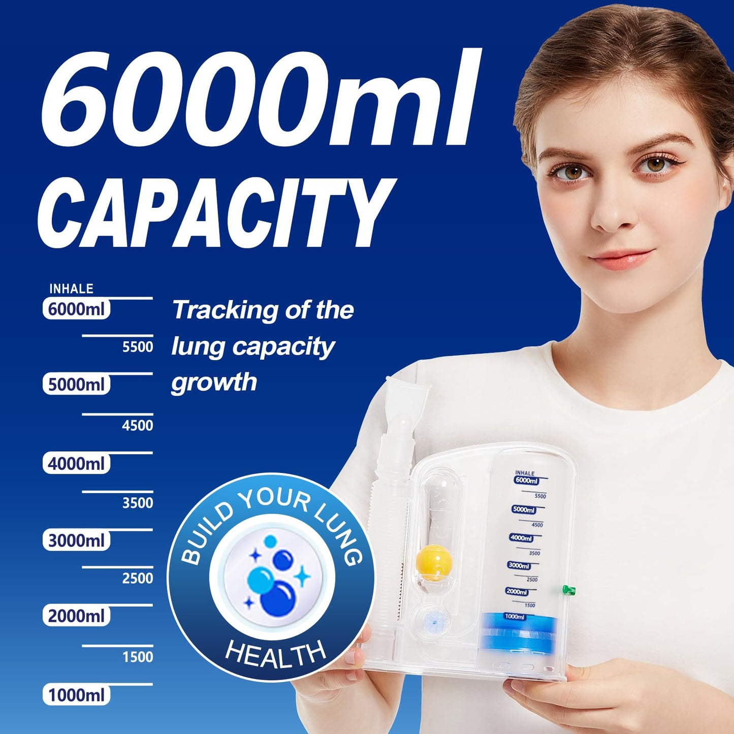 Incentive Spirometer, Lung Exercise and Breathing Trainer for Respiratory Therapy