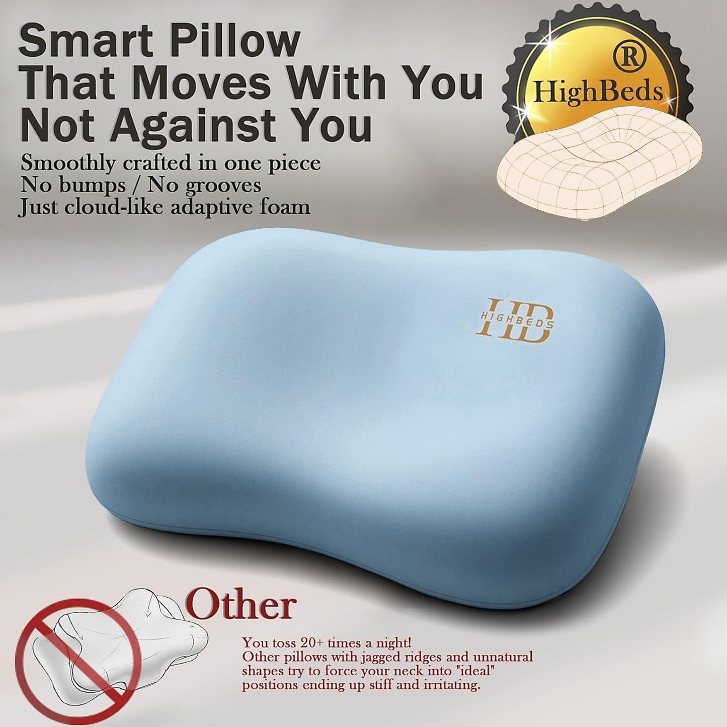Cervical Dual-Height Memory Foam Pillow with Cooling Ergonomic Support - imprüv