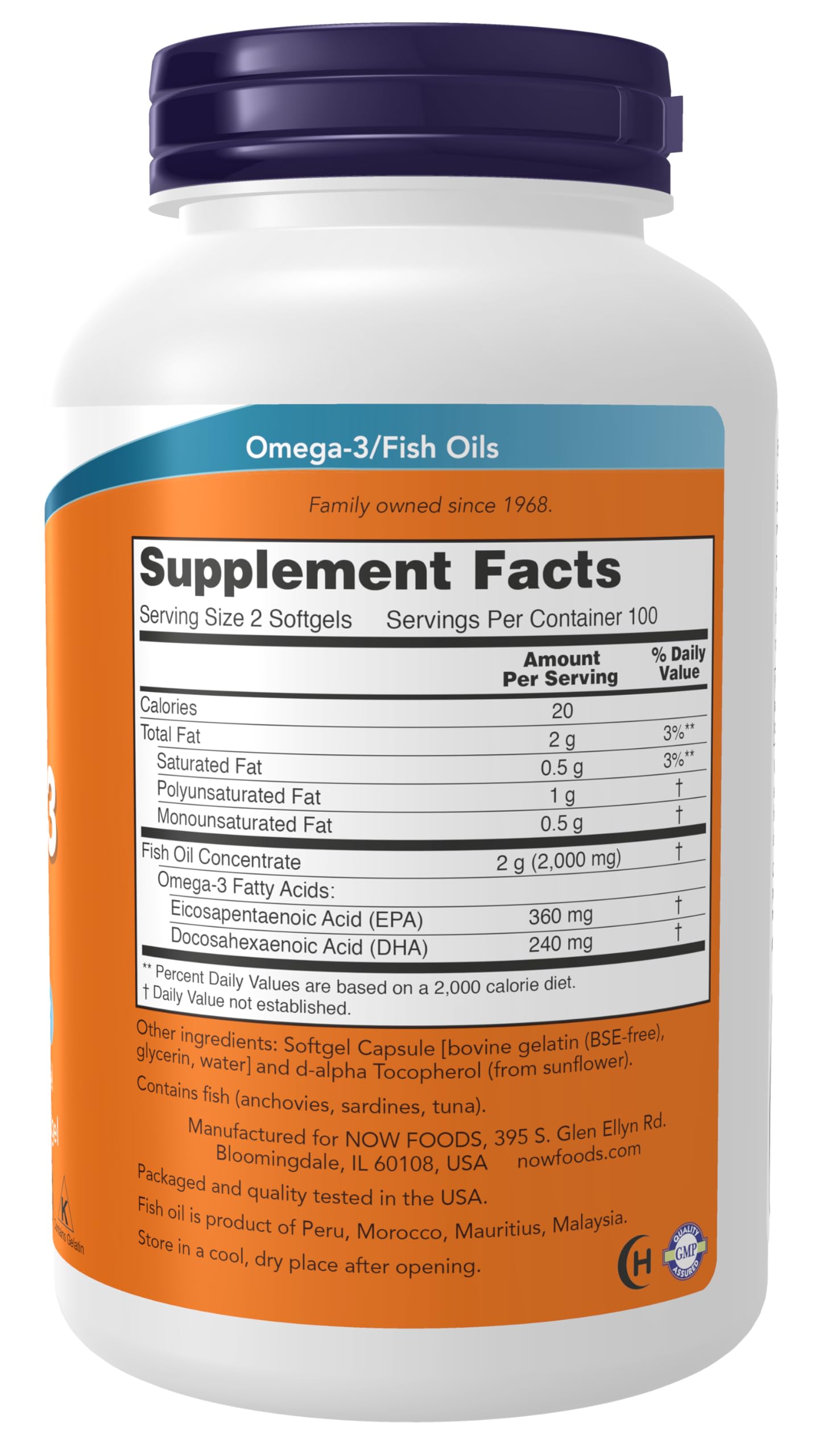 NOW Foods Omega-3 180mg EPA 120mg DHA for Heart Health, 200 Softgels - imprüv