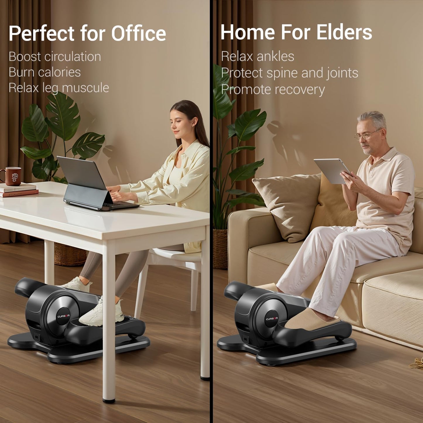 Under Desk Elliptical for Low-Impact Pedal Exercise, Manual and Motorized Options - imprüv