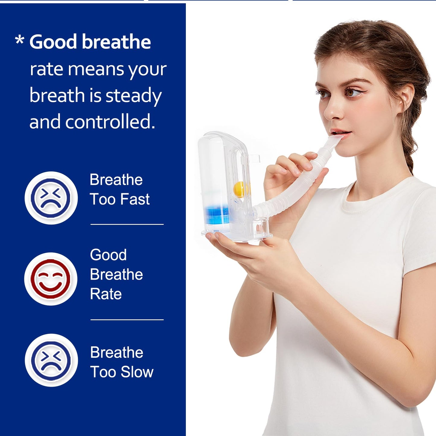 Incentive Spirometer, Lung Exercise and Breathing Trainer for Respiratory Therapy