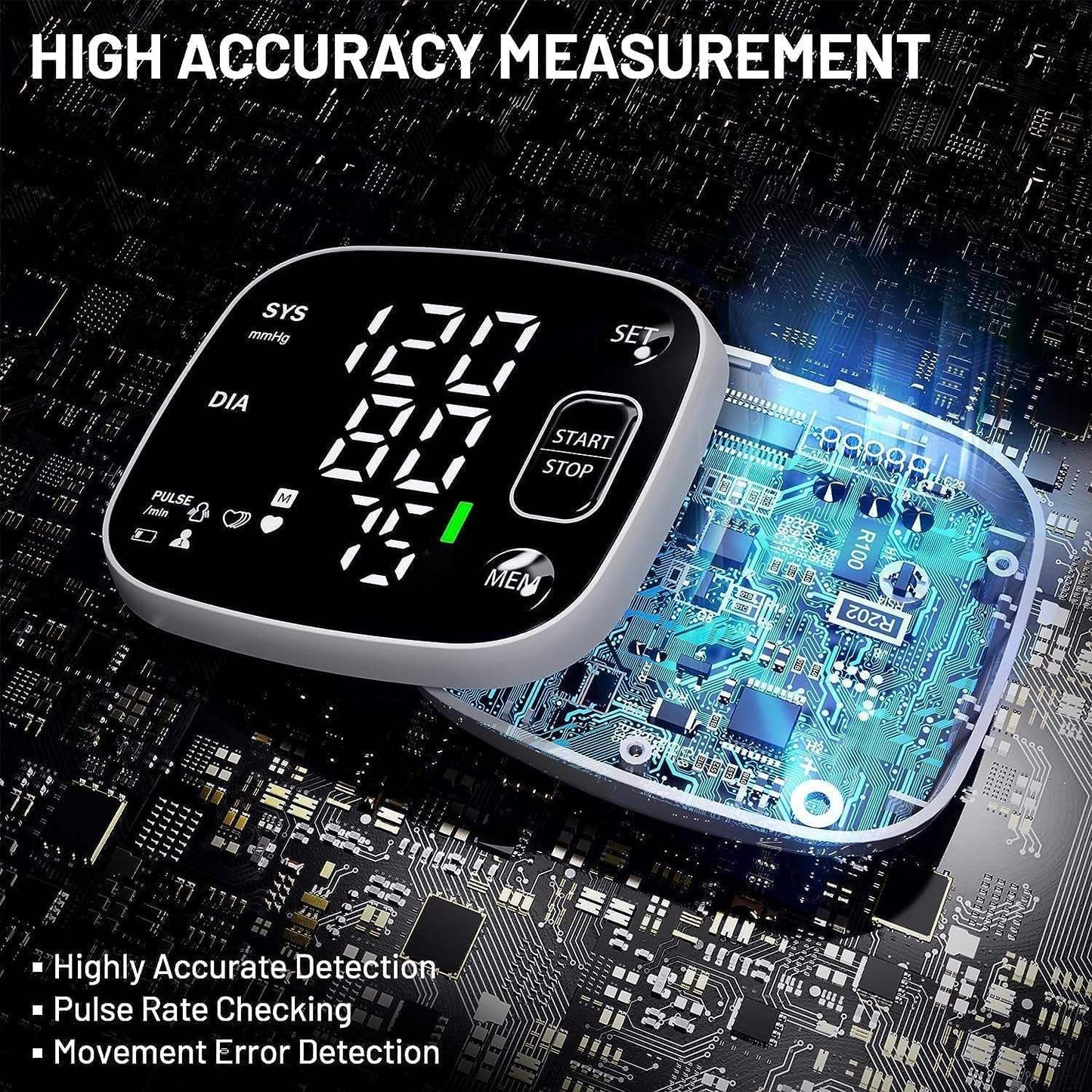 Wrist Blood Pressure Monitor with LED Display and Voice Guidance for Home Use - imprüv