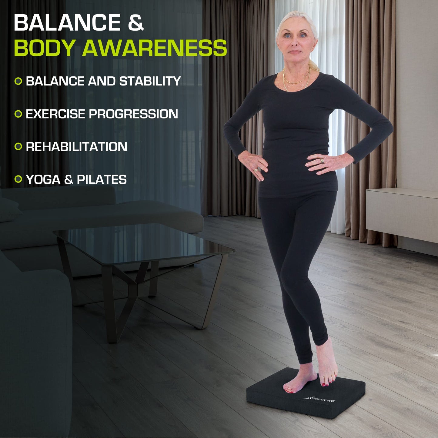 Large Cushioned Non-Slip Exercise Foam Pad for Balance Training
