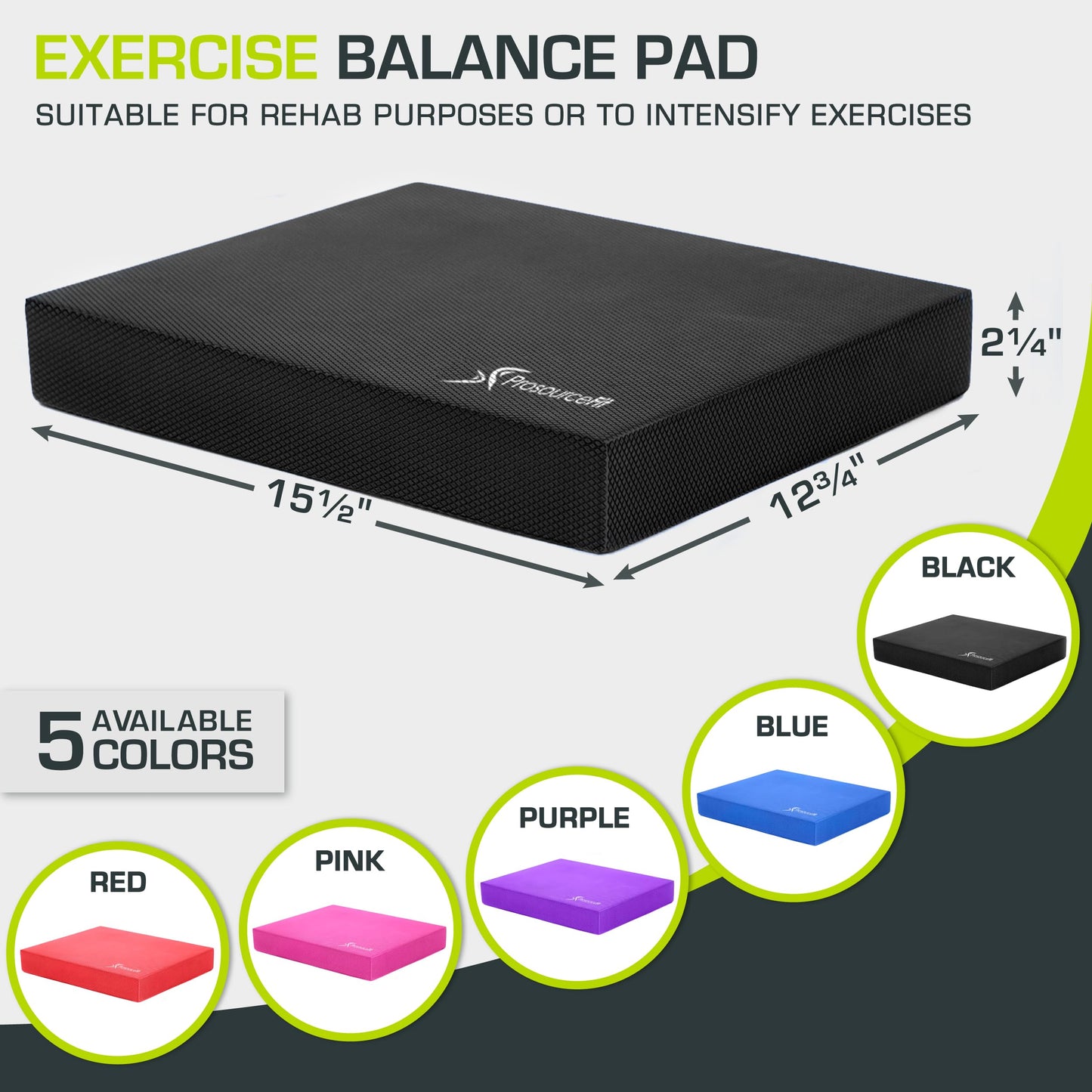 Large Cushioned Non-Slip Exercise Foam Pad for Balance Training
