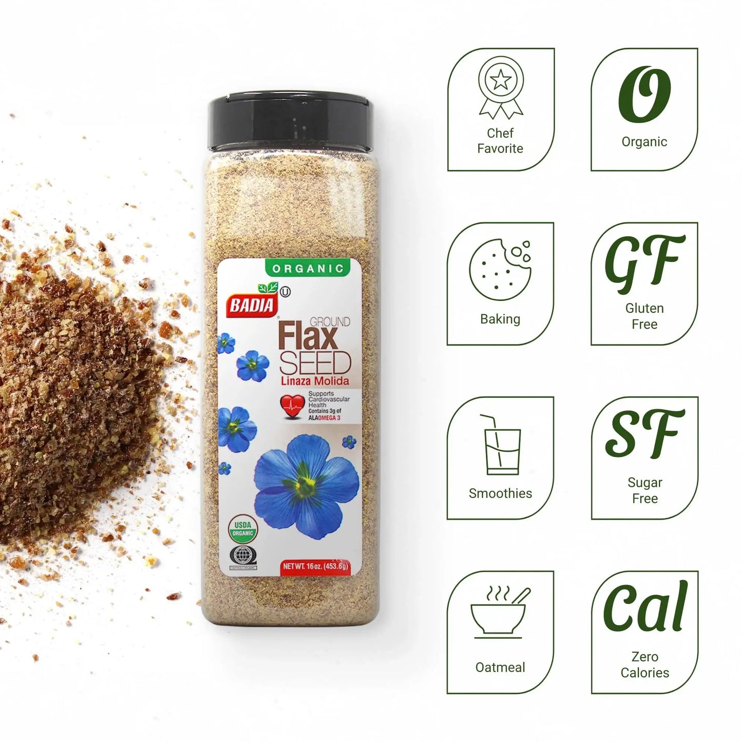 Organic Ground Flaxseed High in Fiber, Plant Omega-3, and Lignans for Heart Health - imprüv