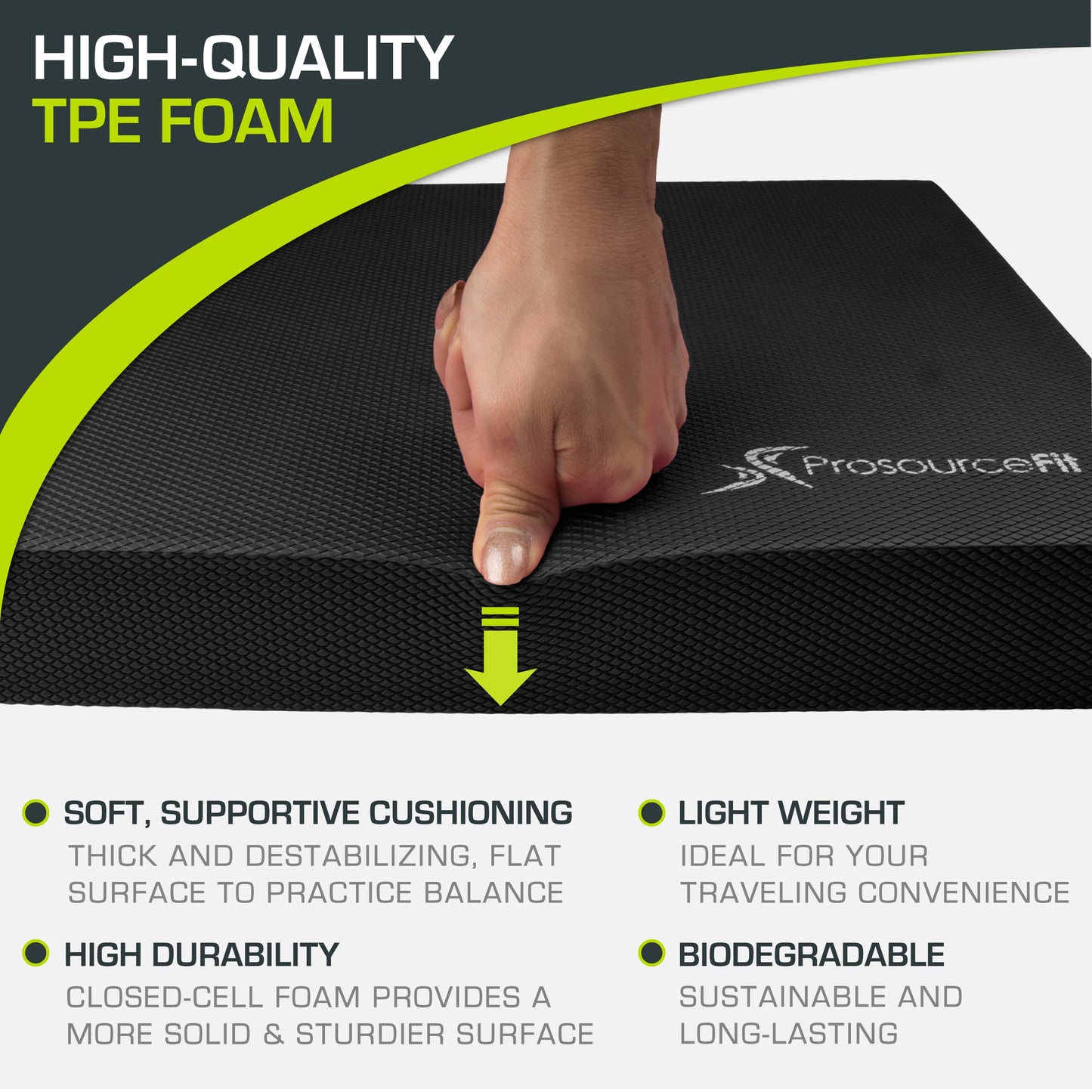Large Cushioned Non-Slip Exercise Foam Pad for Balance Training