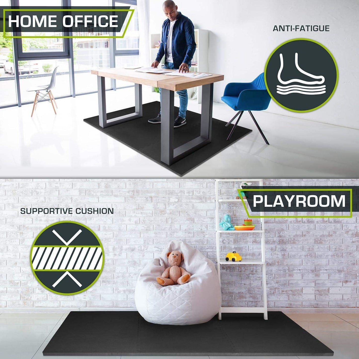 Extra Thick Puzzle Exercise Mat, Interlocking EVA Foam Tiles for Cushioned, Protective Workout Flooring - imprüv