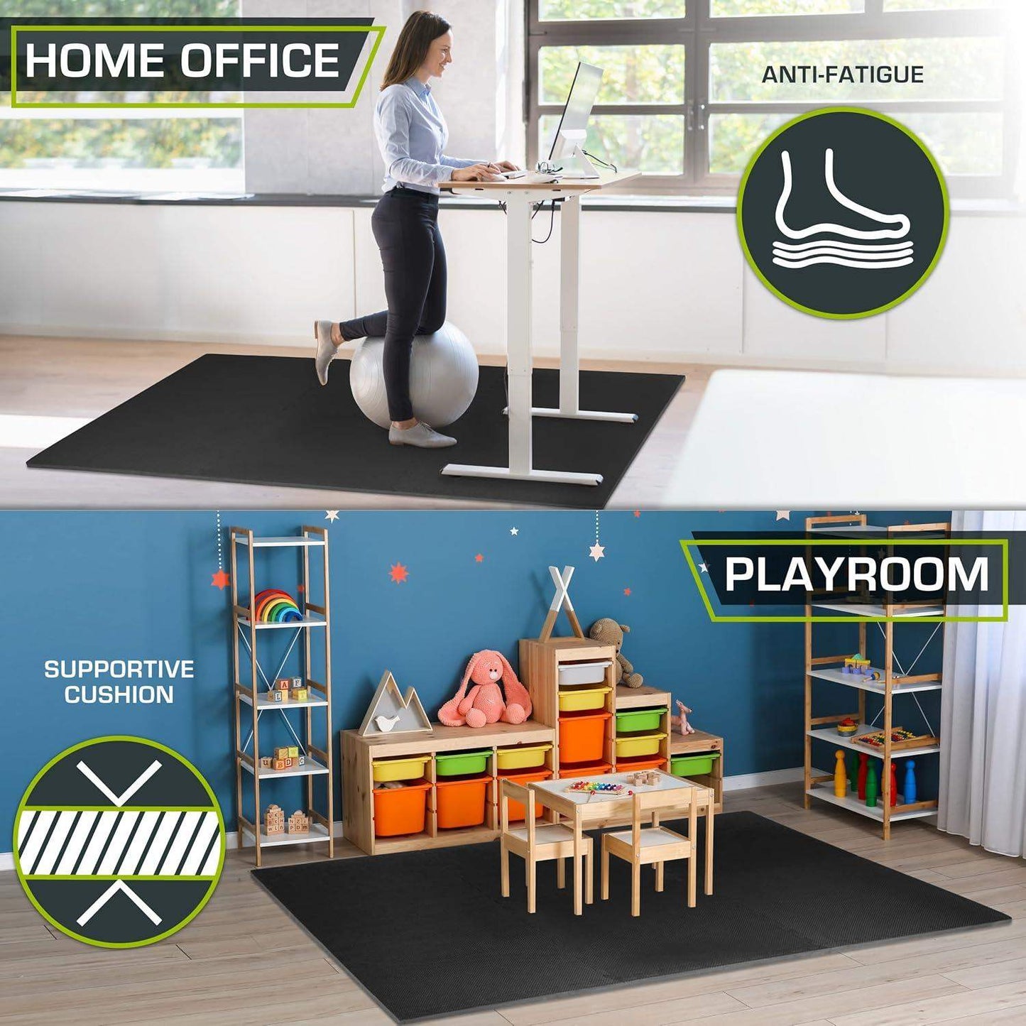 Extra Thick Puzzle Exercise Mat, Interlocking EVA Foam Tiles for Cushioned, Protective Workout Flooring - imprüv