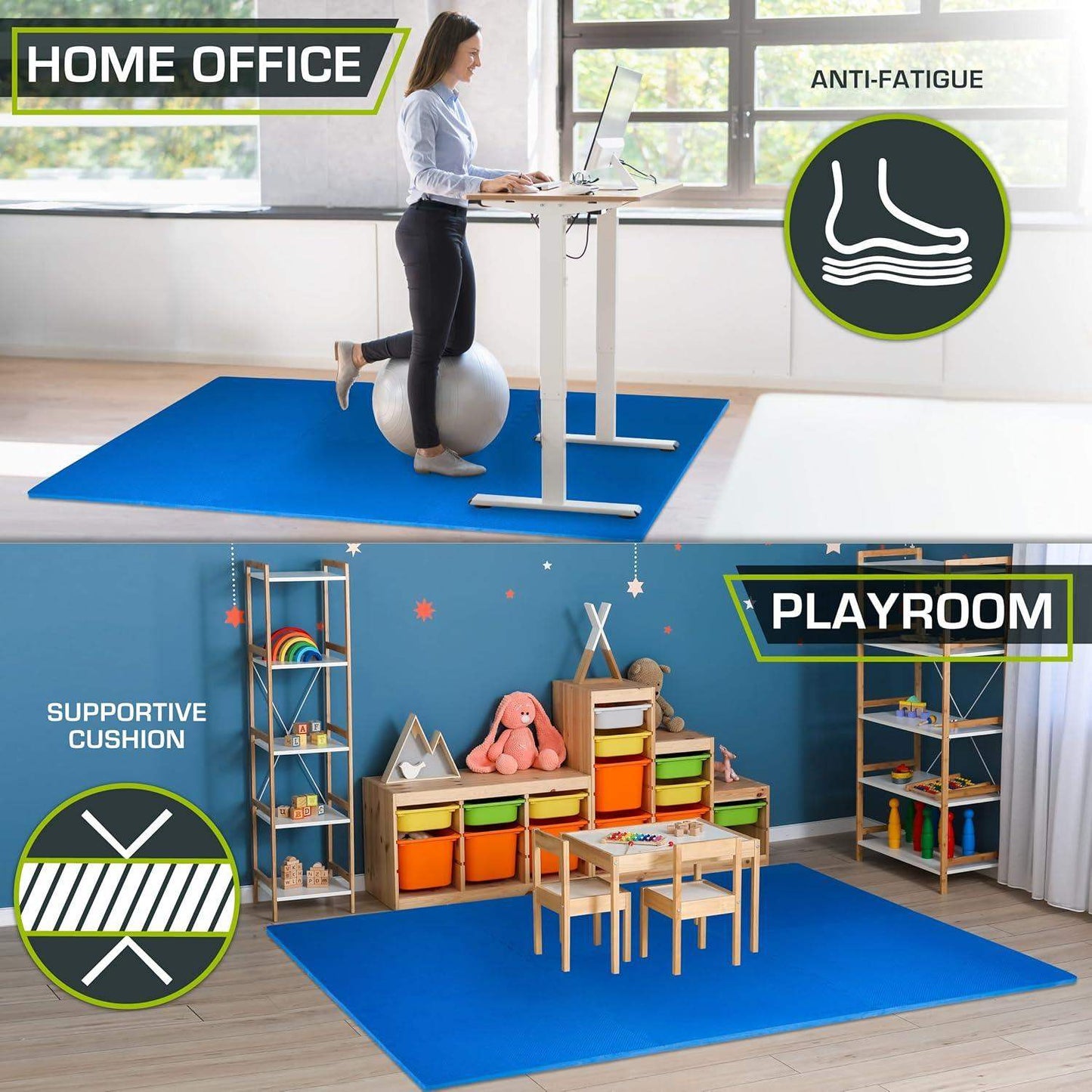 Extra Thick Puzzle Exercise Mat, Interlocking EVA Foam Tiles for Cushioned, Protective Workout Flooring - imprüv