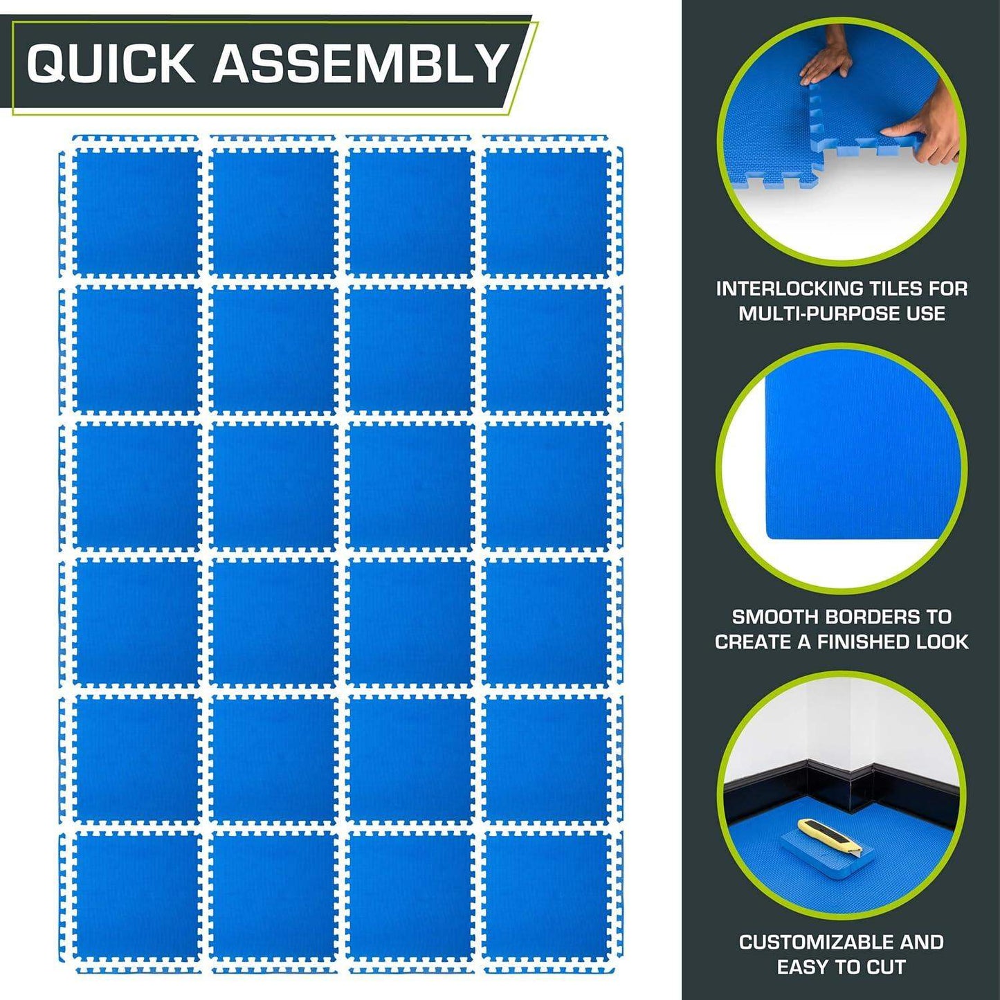 Extra Thick Puzzle Exercise Mat, Interlocking EVA Foam Tiles for Cushioned, Protective Workout Flooring - imprüv