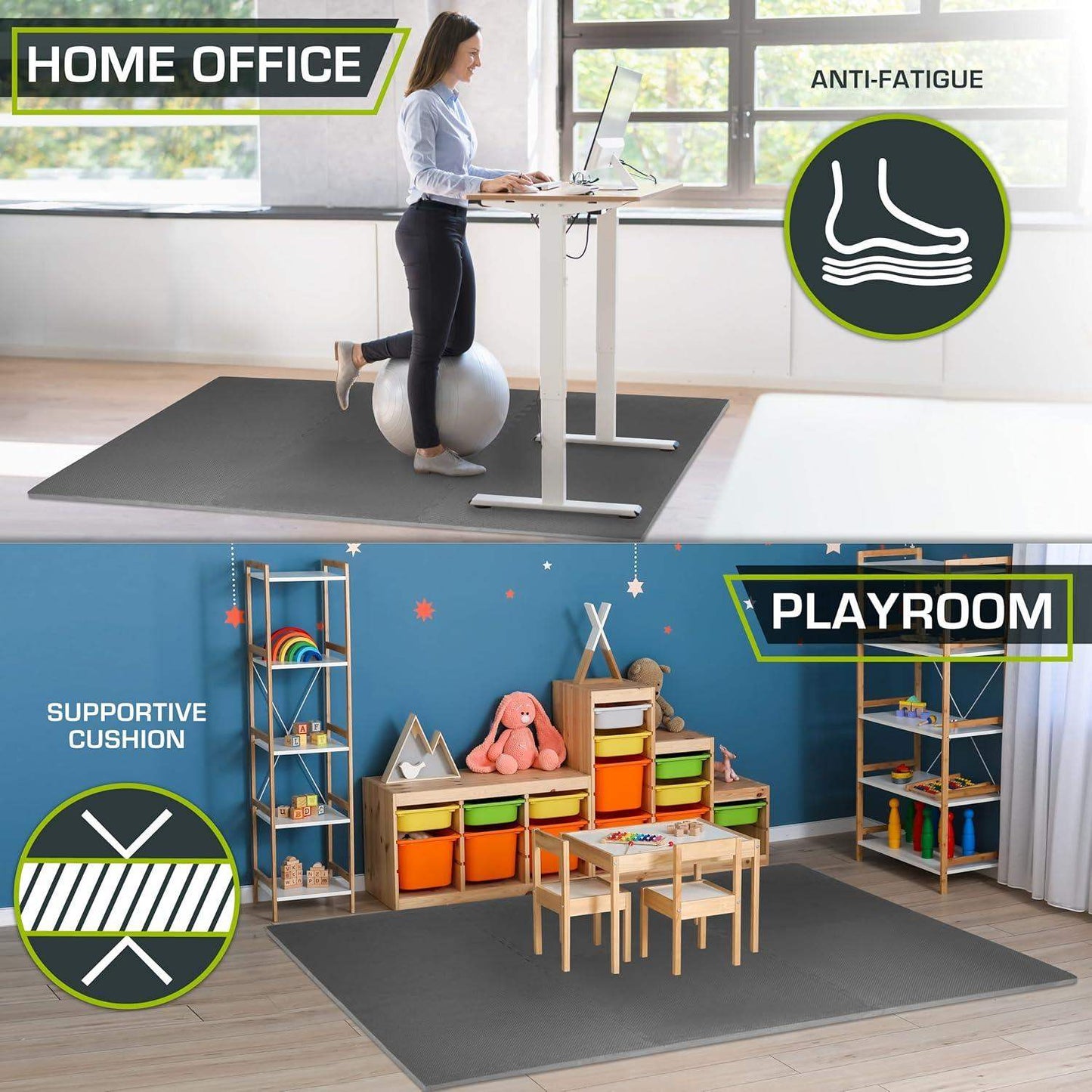 Extra Thick Puzzle Exercise Mat, Interlocking EVA Foam Tiles for Cushioned, Protective Workout Flooring - imprüv