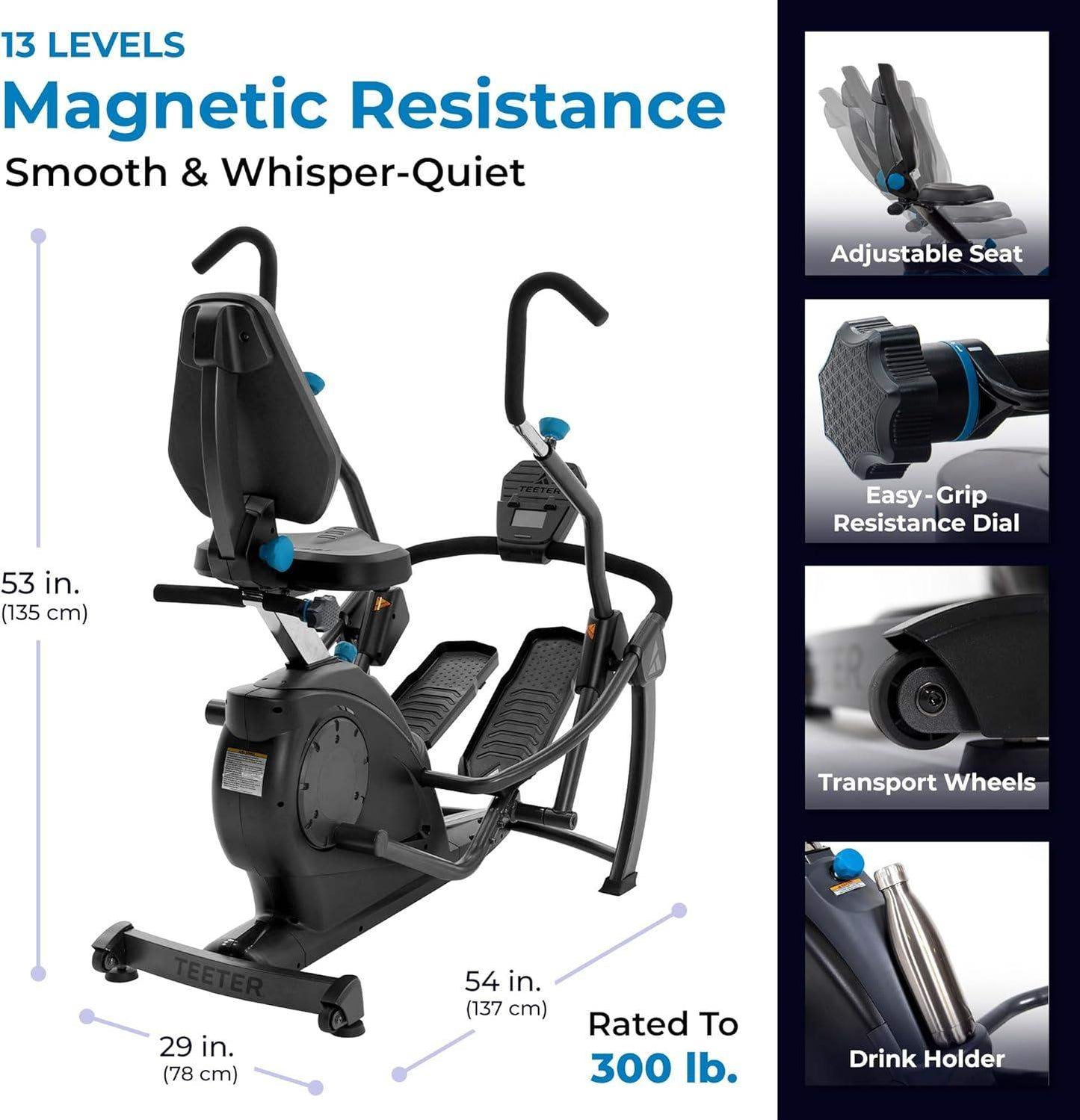 FreeStep Recumbent Cross Trainer, Magnetic Resistance Elliptical and Stride Stepper for Low-Impact Cardio and Joint-Friendly Strength - imprüv