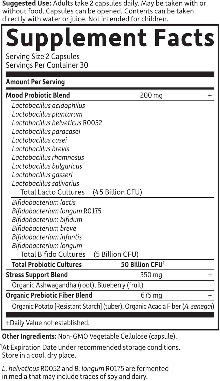 Garden of Life Dr. Formulated Probiotics Mood+ with Ashwagandha for Emotional Well-Being, Stress Support, and Digestive Balance - imprüv