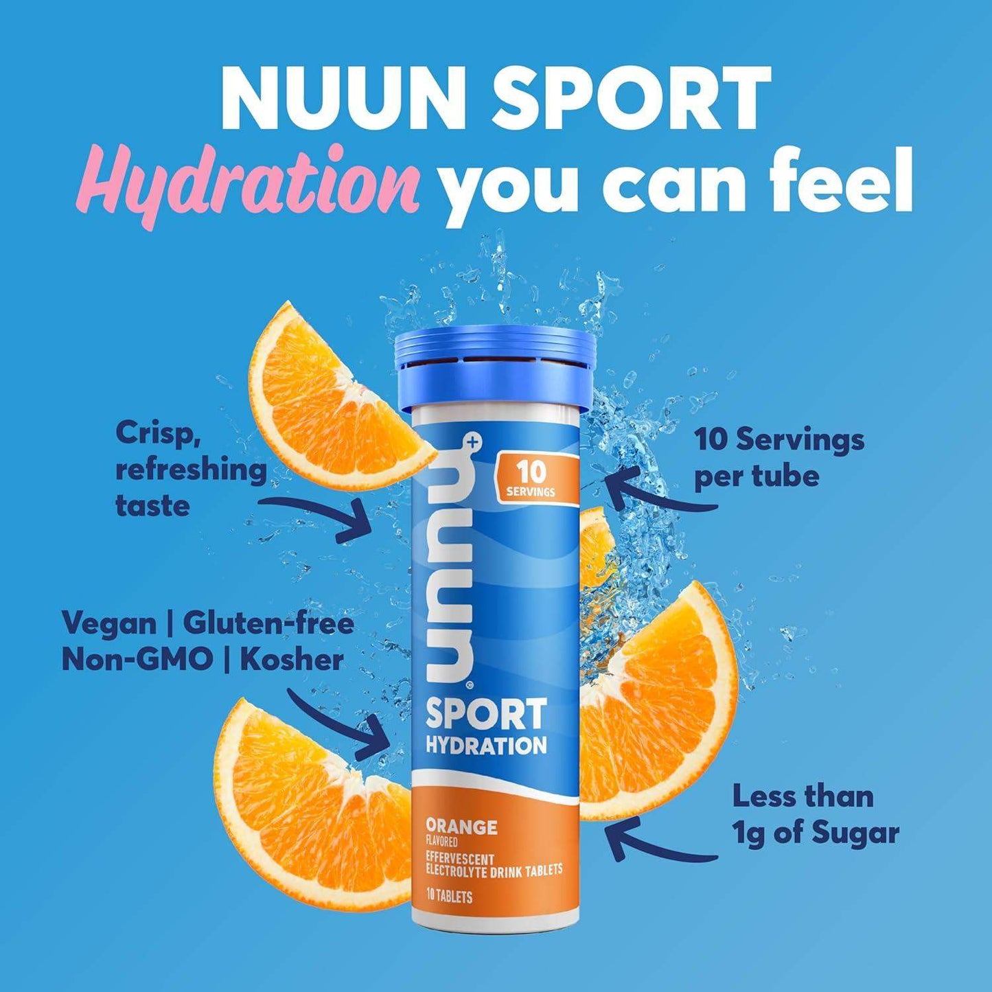 Nuun Sport Electrolyte Water-Soluble Tablets with 5 Essential Electrolytes for Hydration and Only 1g Sugar - imprüv
