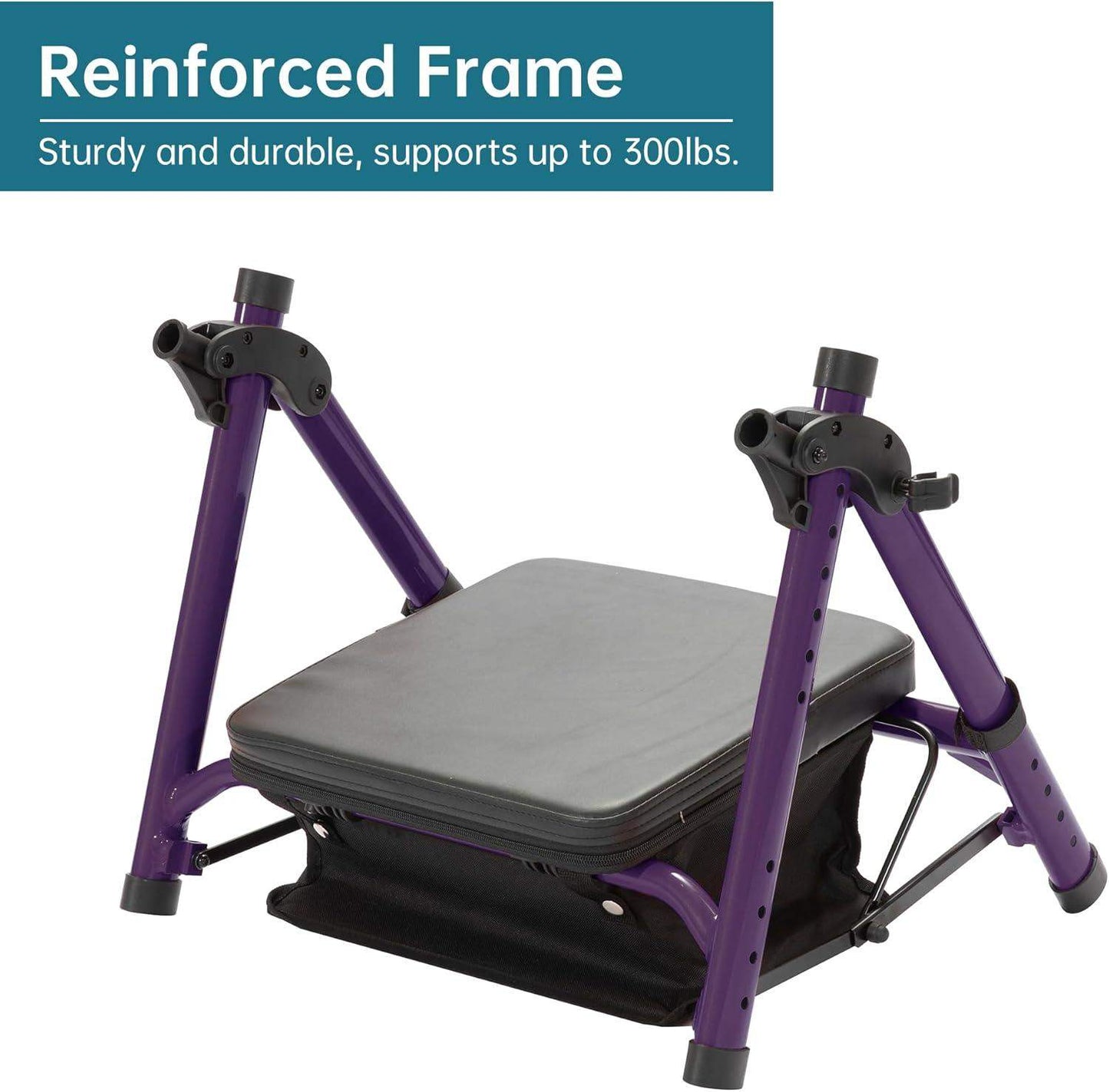 Rollator Walker with All-Terrain 10-Inch Non-Pneumatic Wheels and Padded Seat for Comfort and Injury Recovery - imprüv
