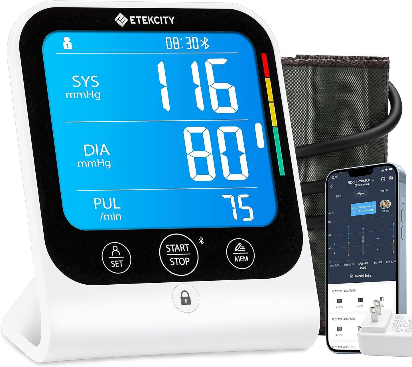 Smart Blood Pressure Monitor, Upper Arm Cuff for Home Use, Fits Standard to Large Arms - imprüv