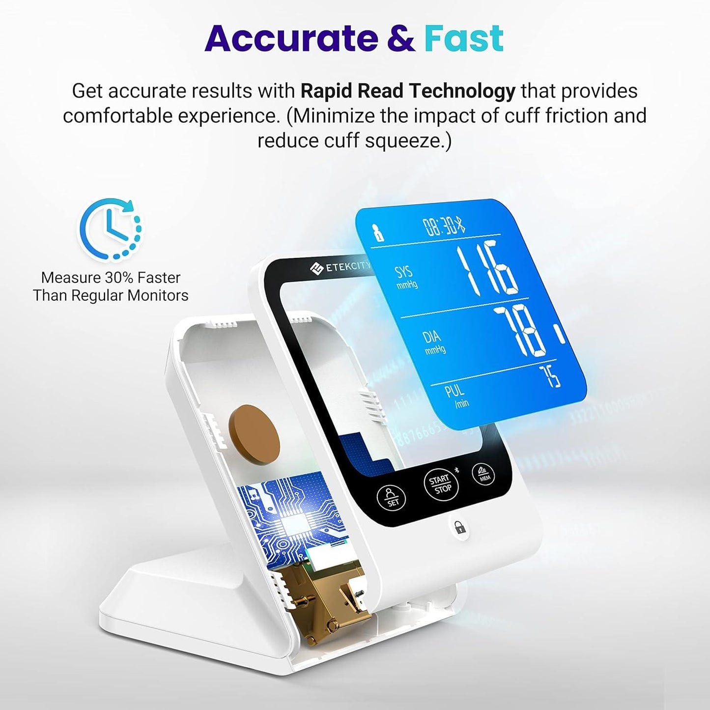 Smart Blood Pressure Monitor, Upper Arm Cuff for Home Use, Fits Standard to Large Arms - imprüv