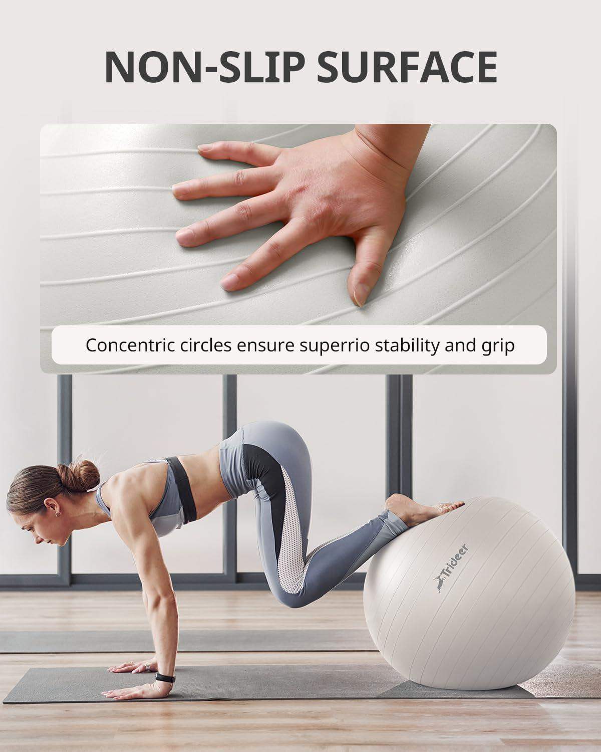 Swiss Exercise Yoga Ball for Balance and Core Stability with 5 Sizes and Quick Pump Included - imprüv