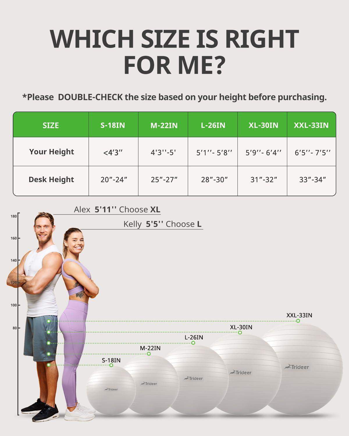 Swiss Exercise Yoga Ball for Balance and Core Stability with 5 Sizes and Quick Pump Included - imprüv