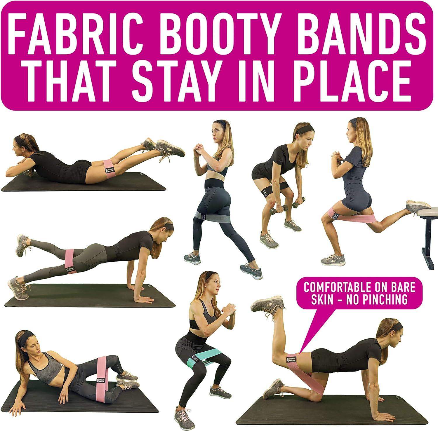 13.6-Inch Non-Slip Fabric Stretch Loop Resistance Bands for Glute Workouts, Hip Strength, and Core Stability - imprüv  