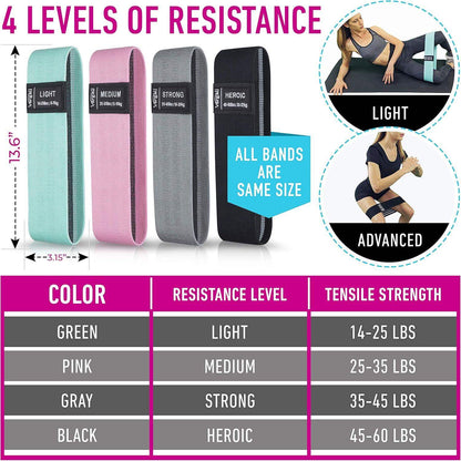 13.6-Inch Non-Slip Fabric Stretch Loop Resistance Bands for Glute Workouts, Hip Strength, and Core Stability - imprüv  