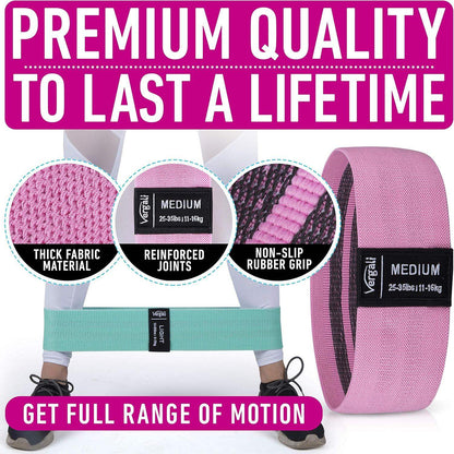 13.6-Inch Non-Slip Fabric Stretch Loop Resistance Bands for Glute Workouts, Hip Strength, and Core Stability - imprüv  
