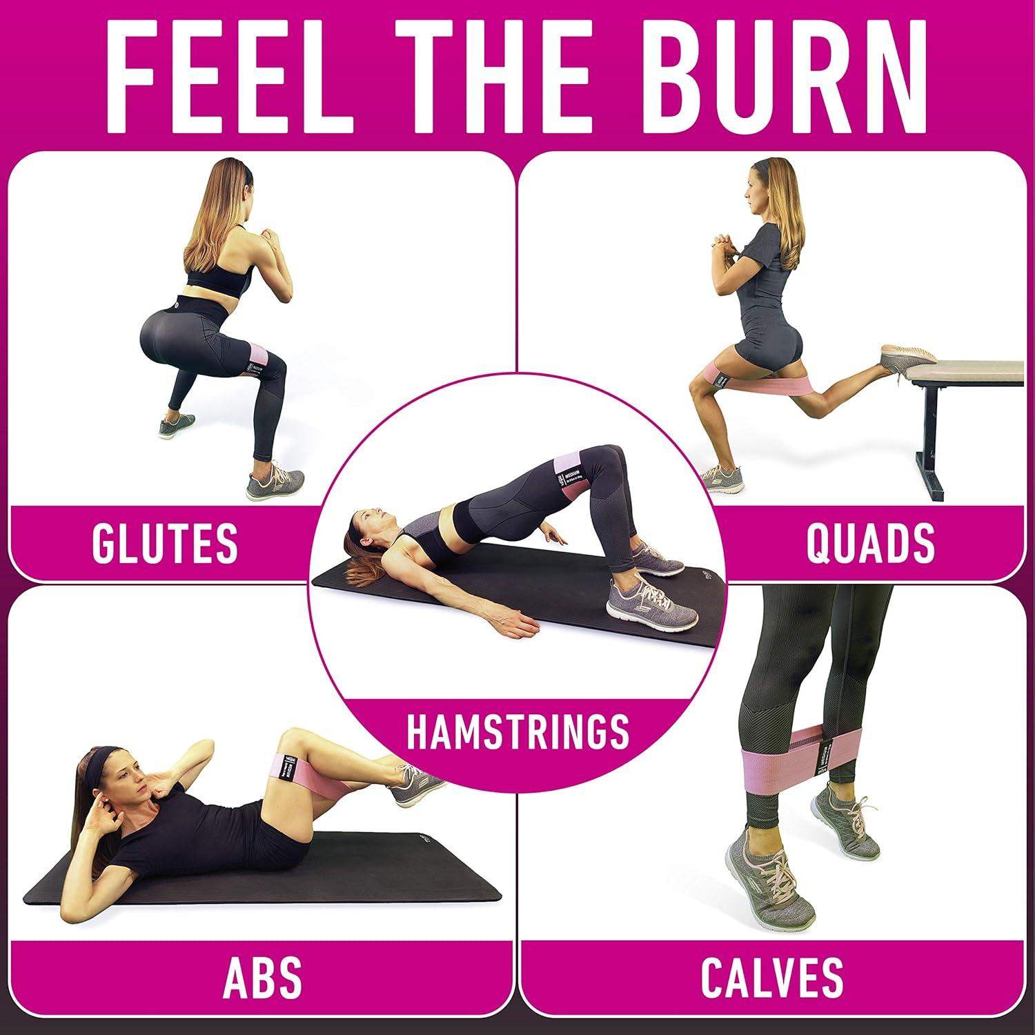 13.6-Inch Non-Slip Fabric Stretch Loop Resistance Bands for Glute Workouts, Hip Strength, and Core Stability - imprüv  