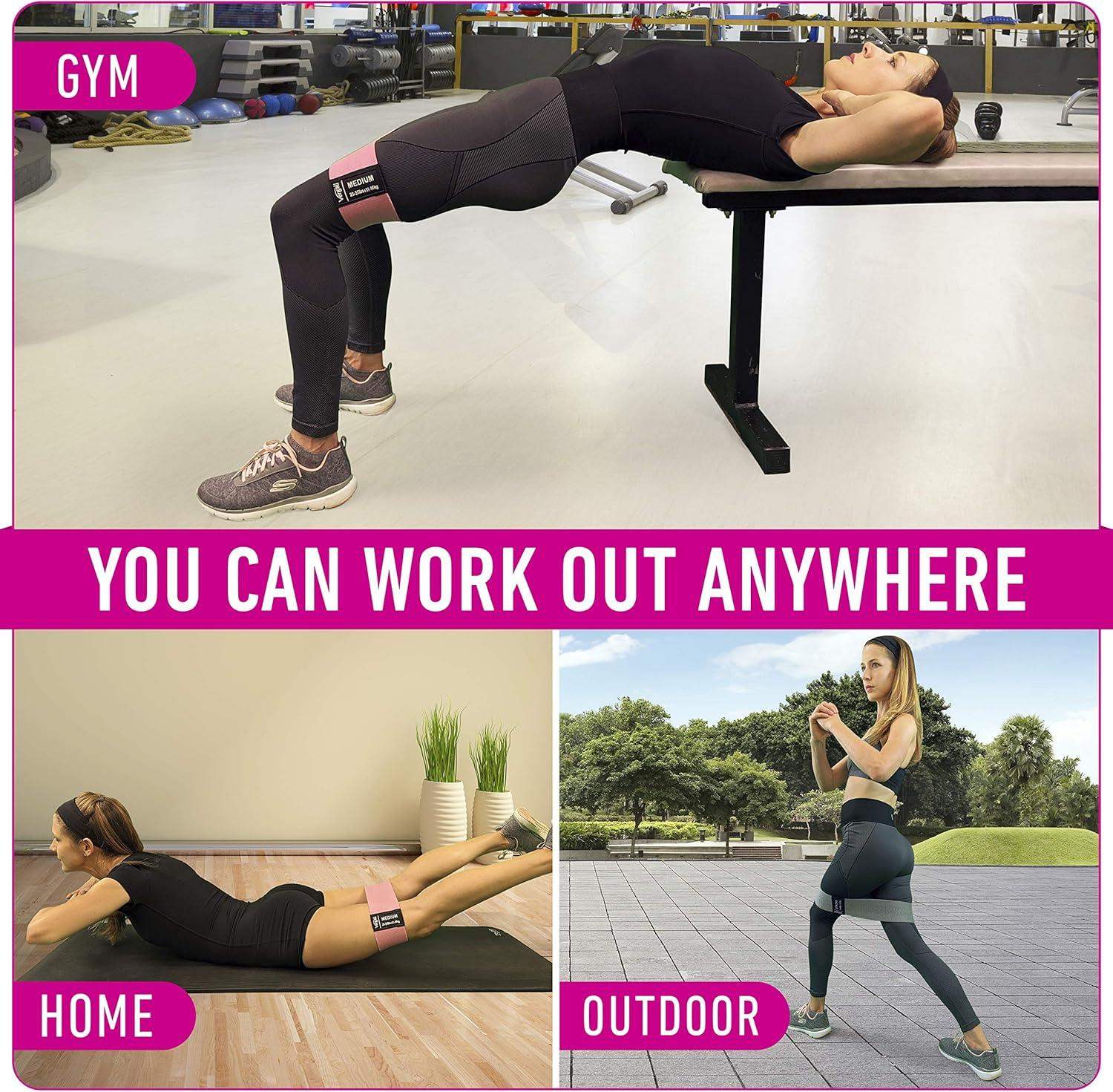 13.6-Inch Non-Slip Fabric Stretch Loop Resistance Bands for Glute Workouts, Hip Strength, and Core Stability - imprüv  