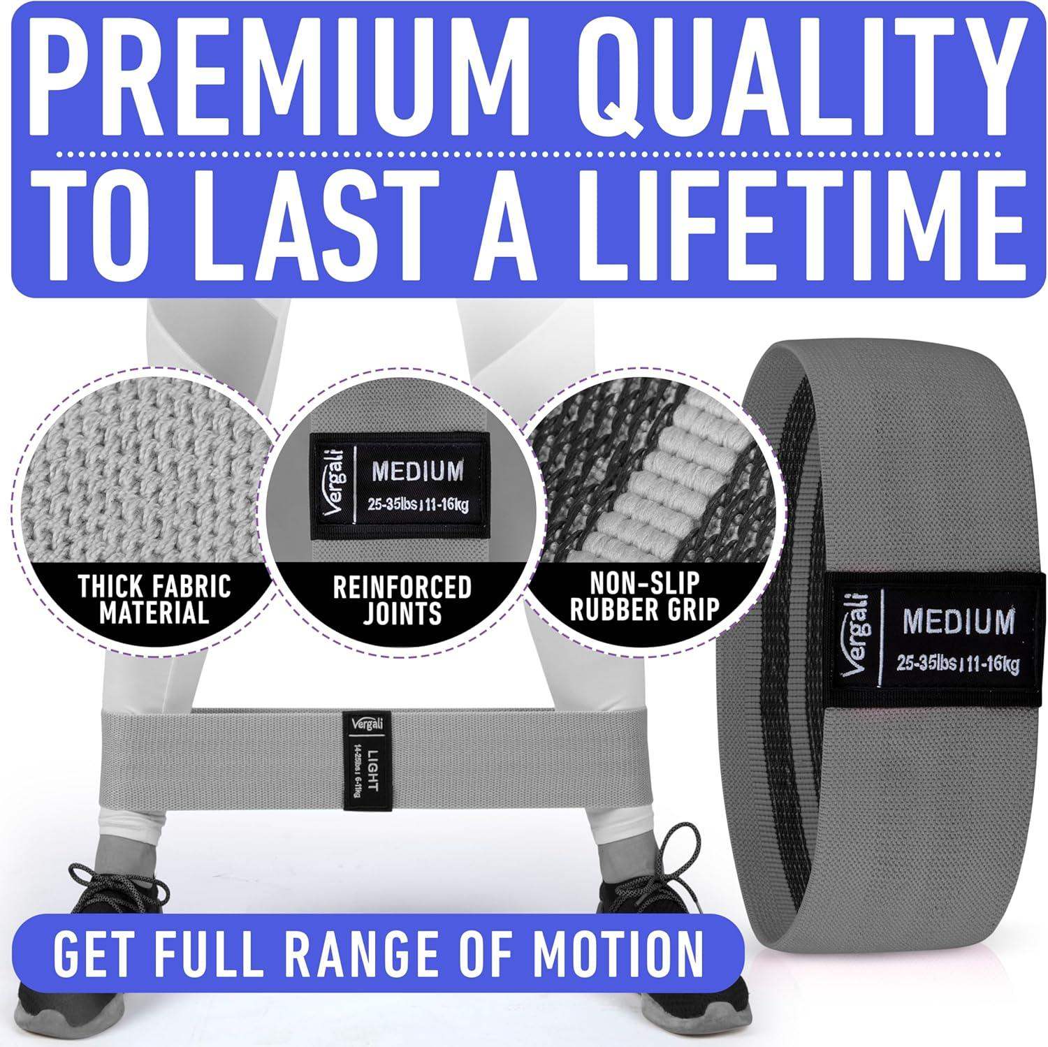 13.6-Inch Non-Slip Fabric Stretch Loop Resistance Bands for Glute Workouts, Hip Strength, and Core Stability - imprüv  