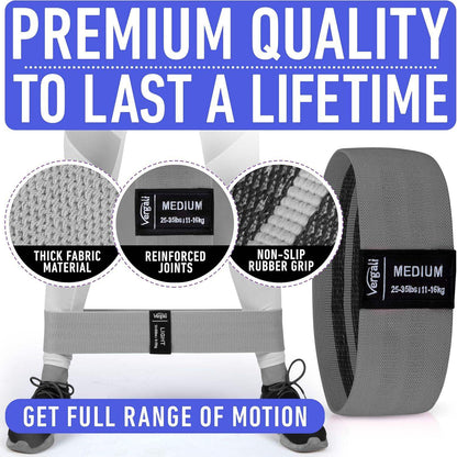 13.6-Inch Non-Slip Fabric Stretch Loop Resistance Bands for Glute Workouts, Hip Strength, and Core Stability - imprüv  
