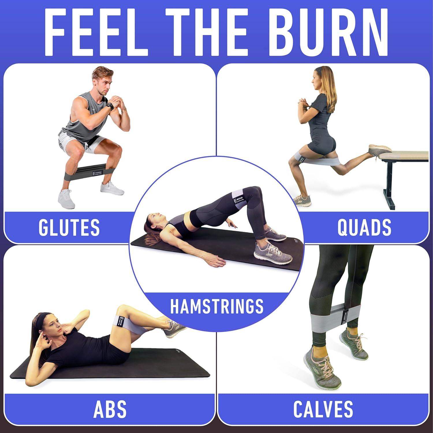 13.6-Inch Non-Slip Fabric Stretch Loop Resistance Bands for Glute Workouts, Hip Strength, and Core Stability - imprüv  