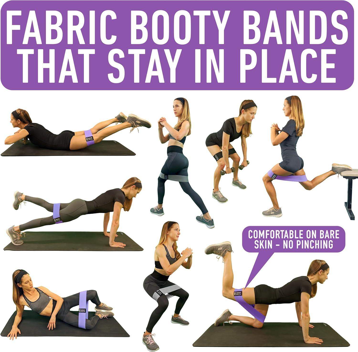 13.6-Inch Non-Slip Fabric Stretch Loop Resistance Bands for Glute Workouts, Hip Strength, and Core Stability - imprüv  