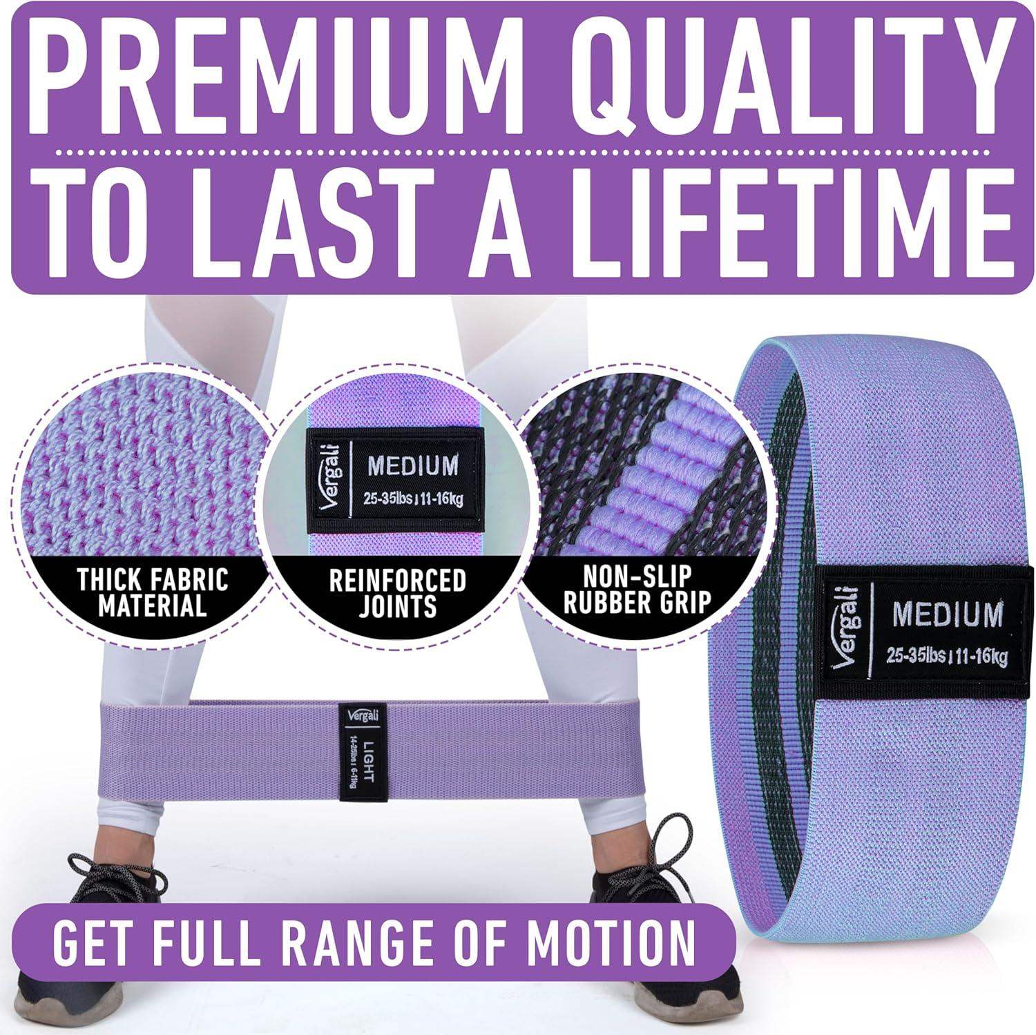 13.6-Inch Non-Slip Fabric Stretch Loop Resistance Bands for Glute Workouts, Hip Strength, and Core Stability - imprüv  