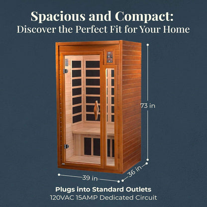 2-Person Infrared Home Sauna, Indoor Wellness Spa with Built-In Speakers and Chromotherapy Lighting for Detox and Circulation - imprüv  