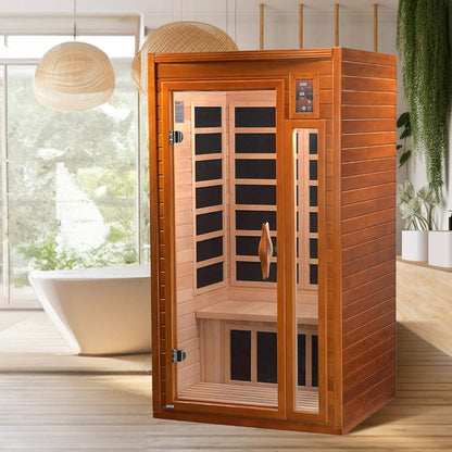 2-Person Infrared Home Sauna, Indoor Wellness Spa with Built-In Speakers and Chromotherapy Lighting for Detox and Circulation - imprüv  