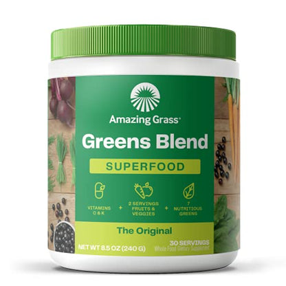 Superfood Greens Blend with Antioxidants, Digestive Enzymes, Fiber Prebiotics and Probiotics