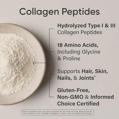 Sports Research Collagen Peptides - Hydrolyzed Type 1 & 3 Collagen Powder Protein Supplement for Healthy Skin, Nails, & Joints - Easy Mixing Vital Nutrients & Proteins, Collagen for Women & Men