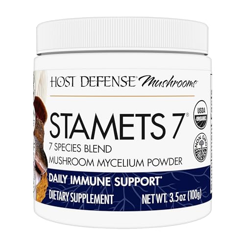 Host Defense Stamets 7 Mushroom Powder - 7 Species Blend - Mushroom Supplement for Immune Support with Royal Sun Blazei, Cordyceps, Reishi, Maitake, Lion's Mane, Chaga & Mesima - 7 oz (133 Servings)*