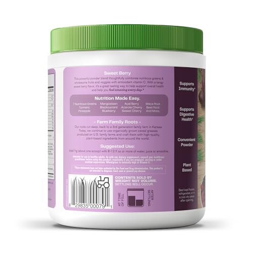 Superfood Greens Blend with Antioxidants, Digestive Enzymes, Fiber Prebiotics and Probiotics