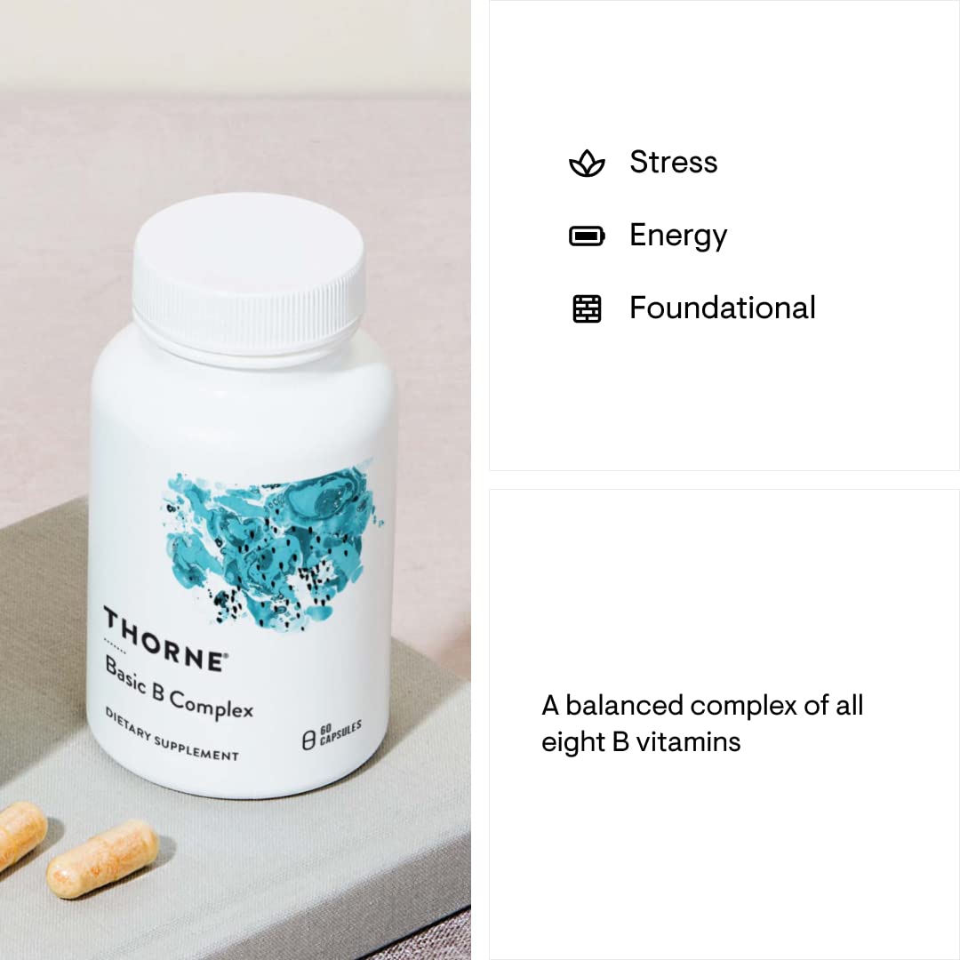 Thorne Basic B-Complex with Methylated B Vitamins for Energy and Brain Support - imprüv 