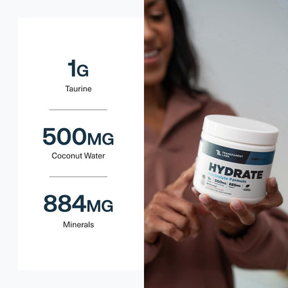 Transparent Labs Hydrate Electrolyte Powder with Coconut Water and Taurine - imprüv 