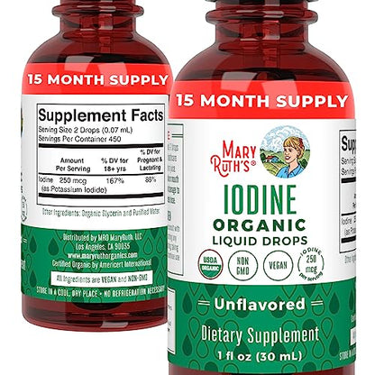 MaryRuth Organics Iodine Drops for Thyroid and Metabolic Support, 450 Servings - imprüv 